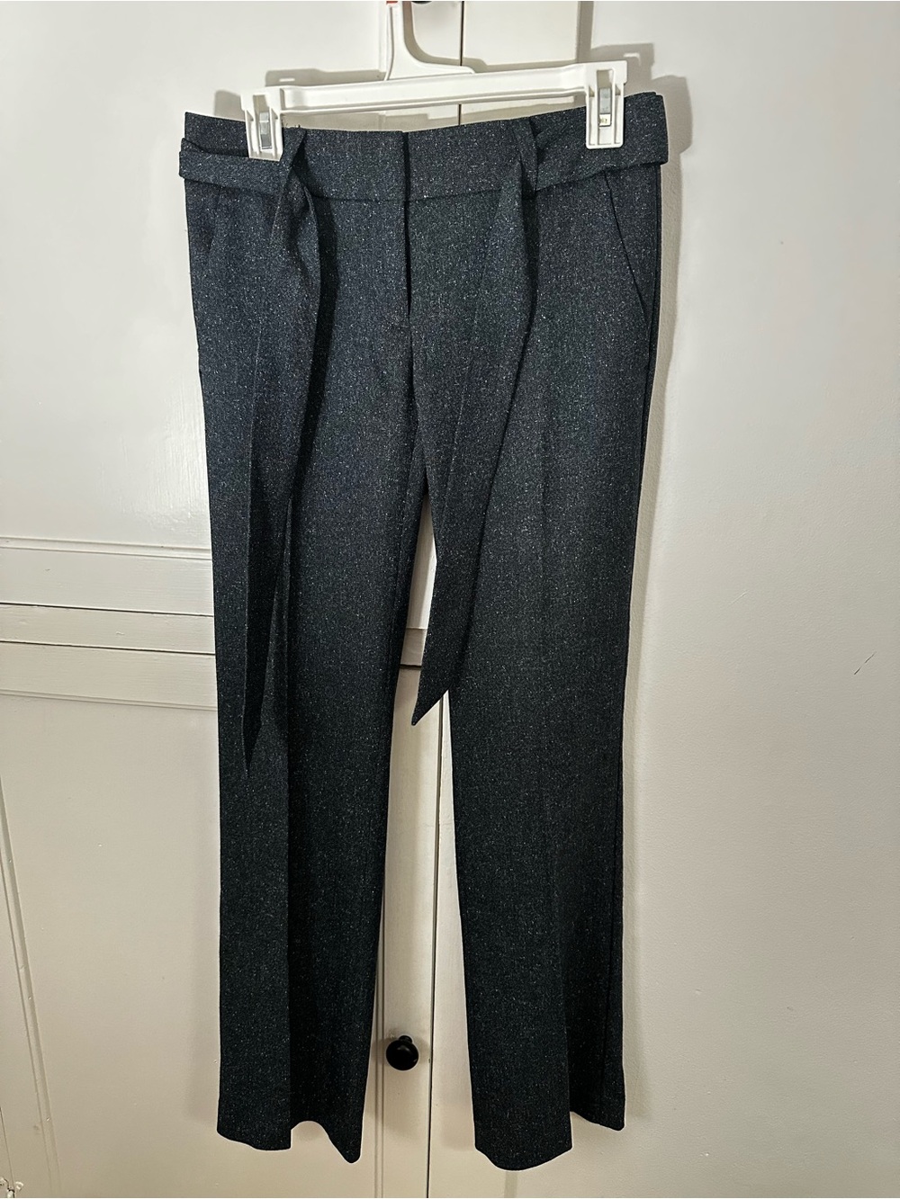 LOFT Black Sparkle Tie-Waist Women's Dress Pants